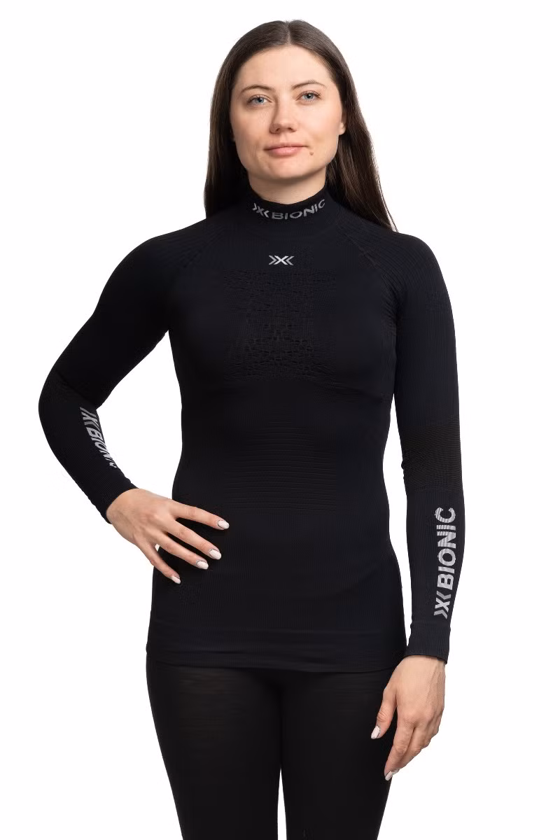 KOSZULKA ENEGRY ACCUMULATOR 4.0 TURTLE NECK LG SL WOMEN-OPAL BLACK-ARCTIC WHITE