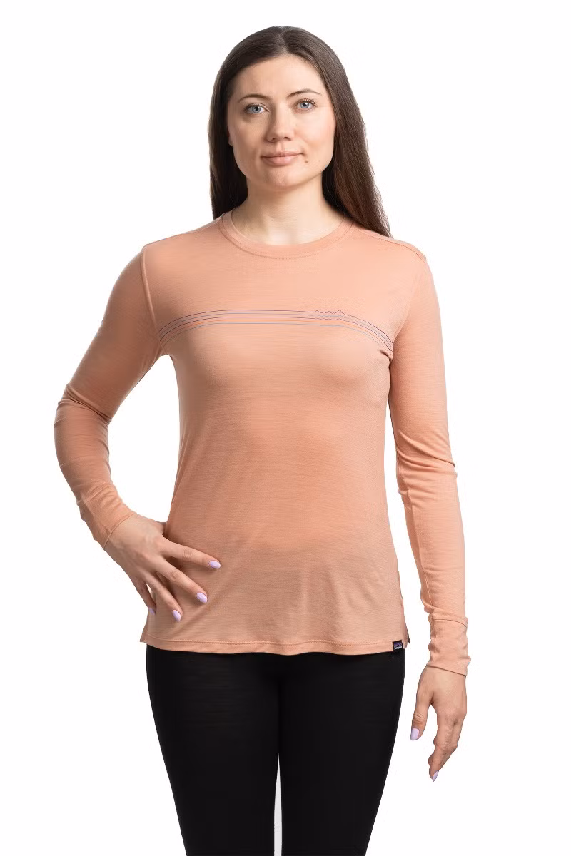 KOSZULKA L/S CAP COOL MERINO GRAPHIC WOMEN-FITZ ROY FADER-TERRA PINK