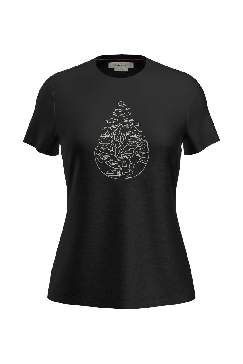 KOSZULKA MERINO 150 TECH LITE III SS TEE HIKE PATH WOMEN-BLACK