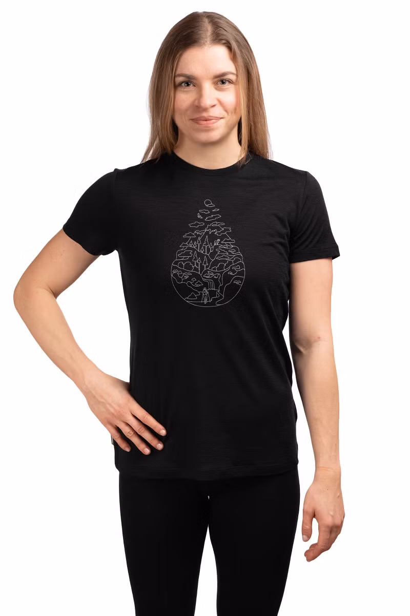 KOSZULKA MERINO 150 TECH LITE III SS TEE HIKE PATH WOMEN-BLACK