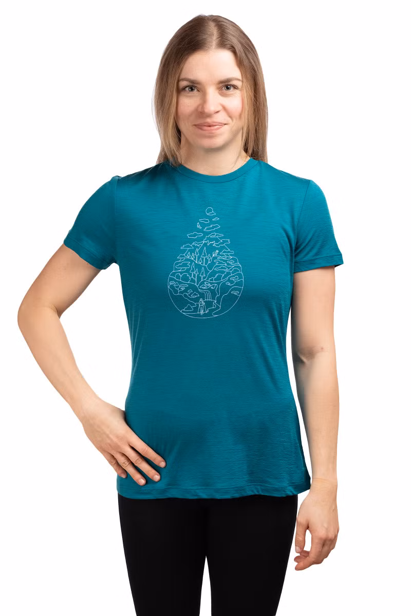 KOSZULKA MERINO 150 TECH LITE III SS TEE HIKE PATH WOMEN-TIDAL TEAL