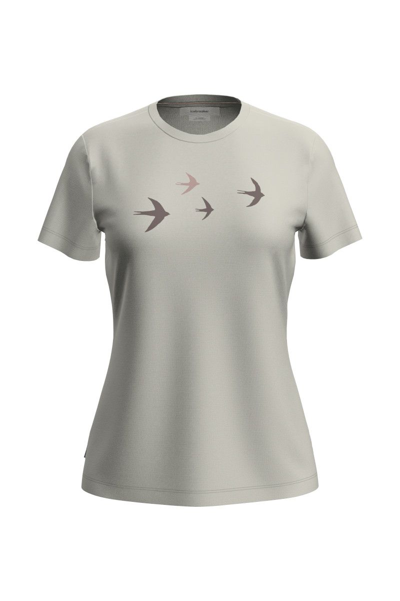 KOSZULKA MERINO 150 TECH LITE SS TEE BIRD TRANSIT WOMEN-ECRU HTHR