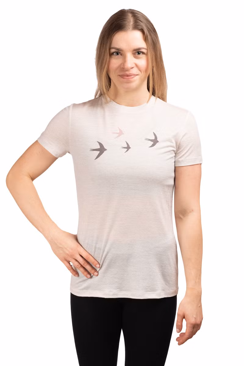 KOSZULKA MERINO 150 TECH LITE SS TEE BIRD TRANSIT WOMEN-ECRU HTHR