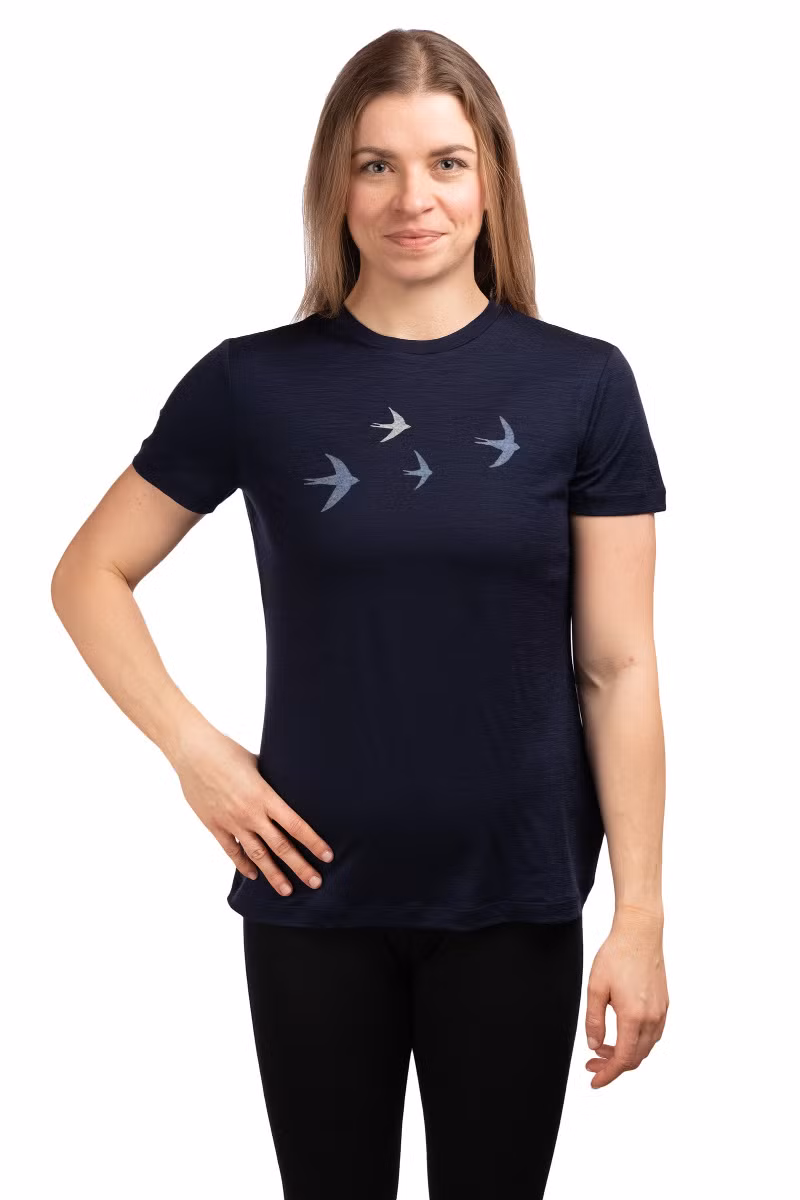 KOSZULKA MERINO 150 TECH LITE SS TEE BIRD TRANSIT WOMEN-MIDNIGHT NAVY
