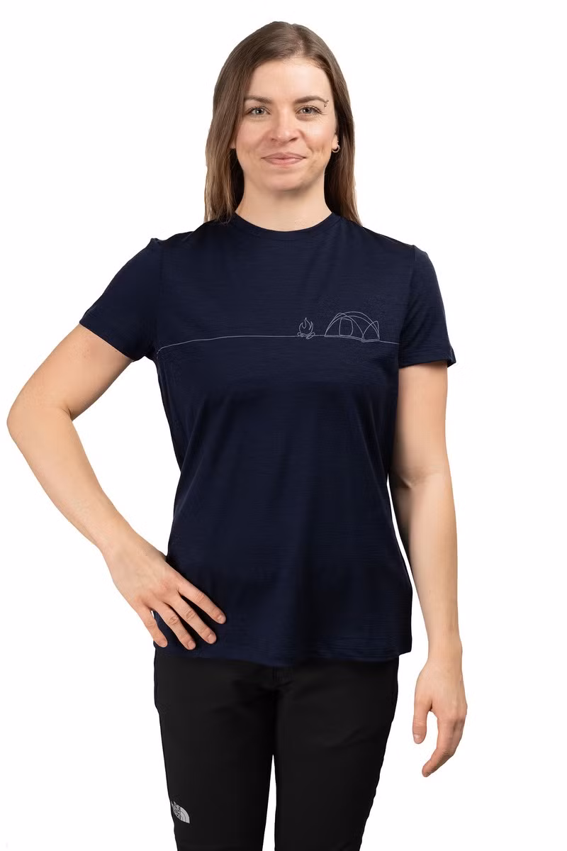 KOSZULKA MERINO 150 TECH LITE SS TEE SINGLE LINE CAMP WOMEN-MIDNIGHT NAVY
