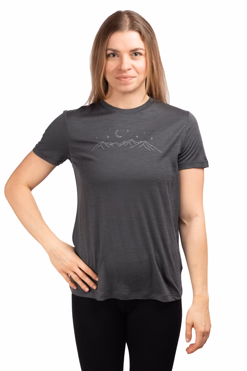 KOSZULKA MERINO 150 TECH LITE SS TEE SPARKLING STARS WOMEN-OBSIDIAN