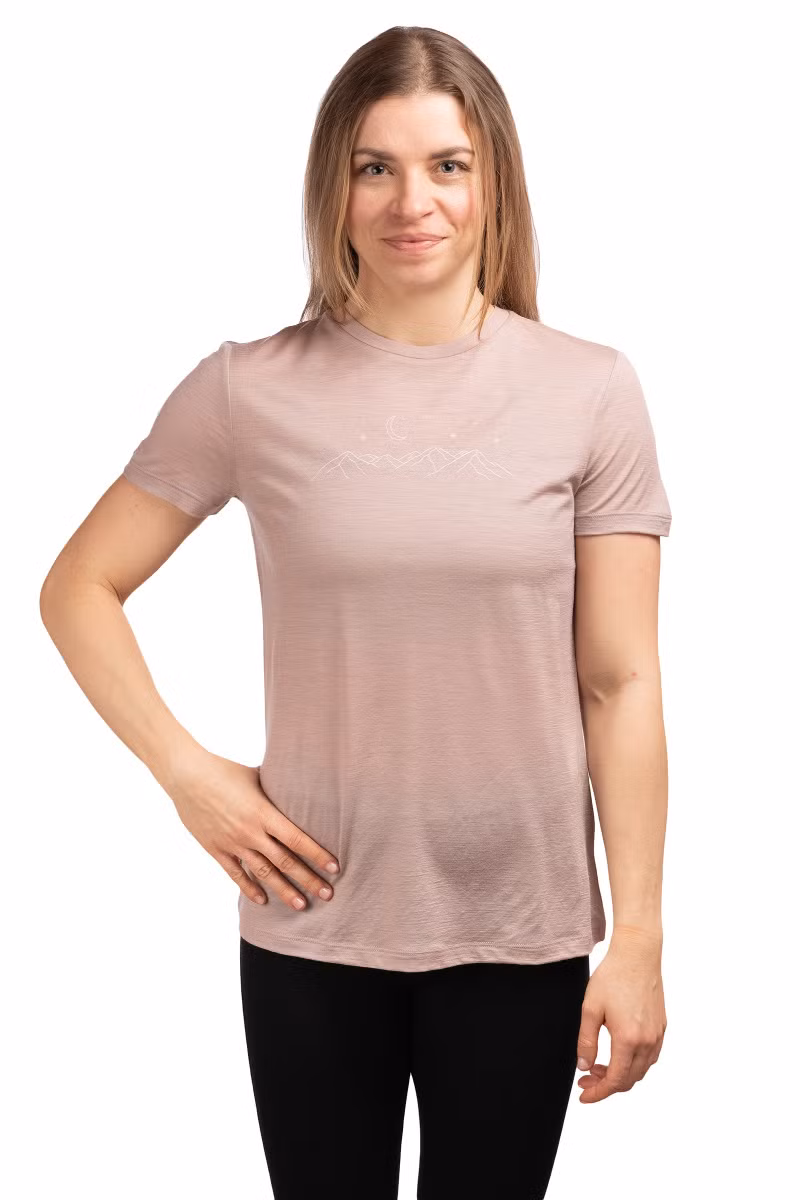 KOSZULKA MERINO 150 TECH LITE SS TEE SPARKLING STARS WOMEN-PINK QUARTZ