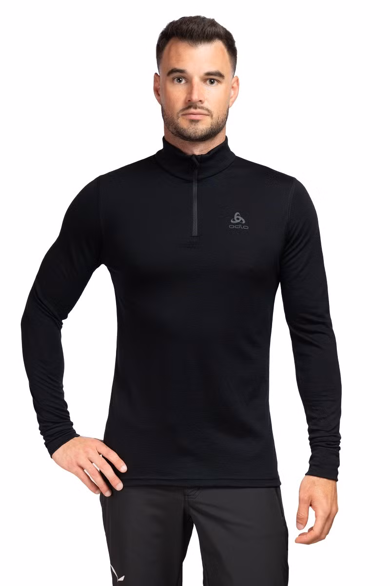 KOSZULKA MERINO 200 BL TOP TURTLE NECK LS HALF ZIP-BLACK