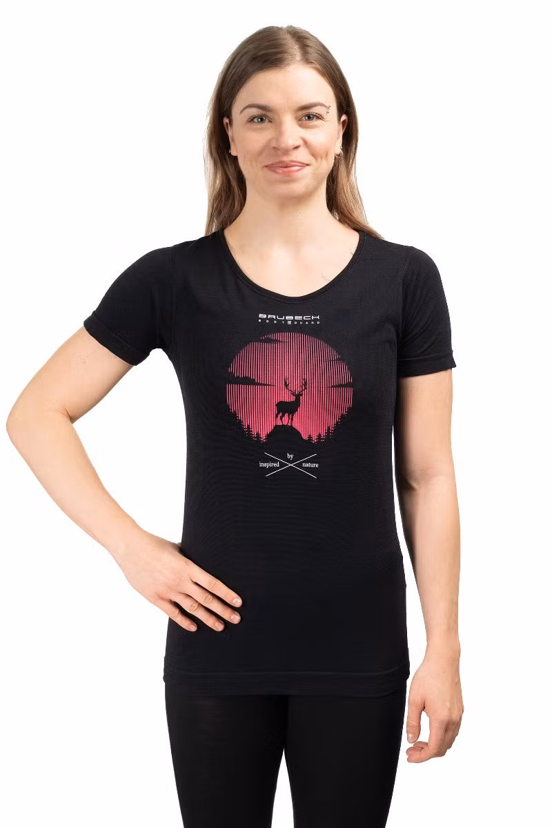 KOSZULKA OUTDOOR WOOL PRO SS12720A WOMEN-BLACK-DEER