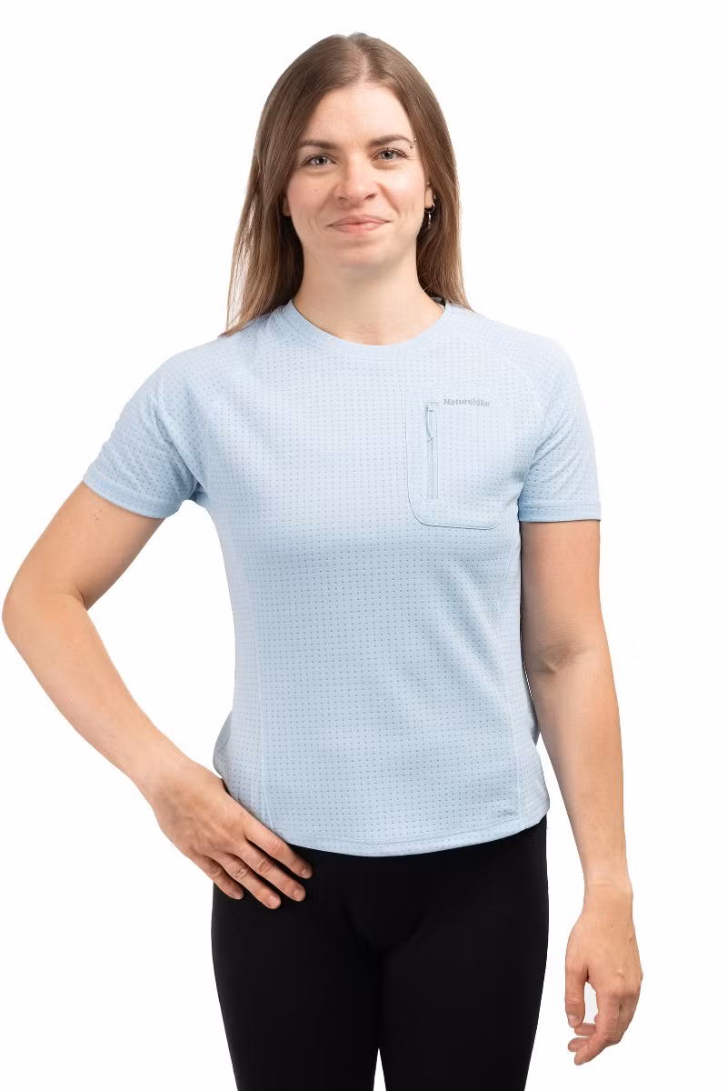 KOSZULKA POCKET ROUND NECK T-SHIRT WOMEN CYY2521FS010-BLUE