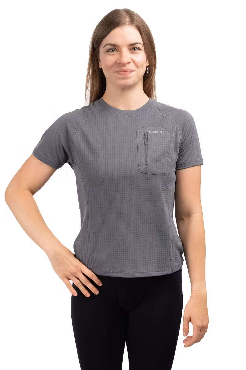 KOSZULKA POCKET ROUND NECK T-SHIRT WOMEN CYY2521FS010-GREY