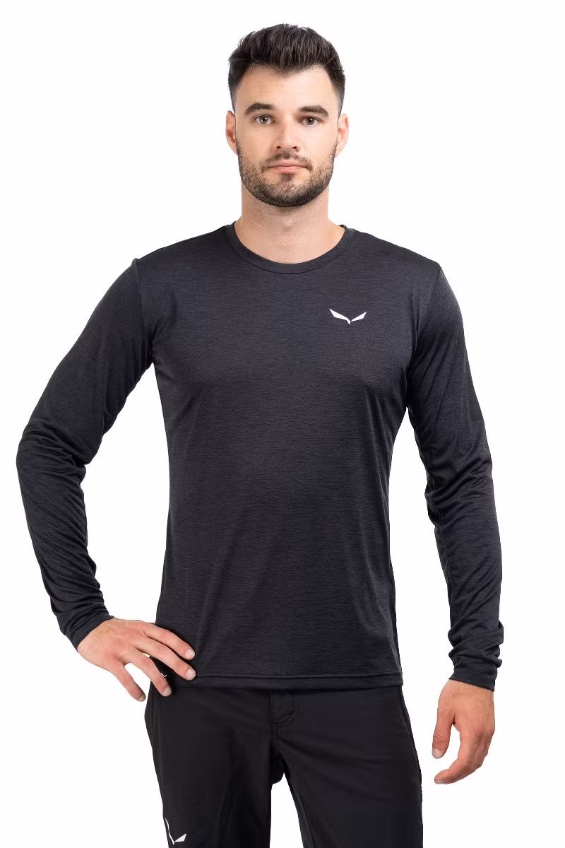 KOSZULKA PUEZ MELANGE DRY LS TEE-BLACK OUT MELANGE