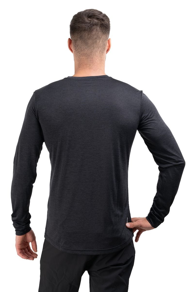 KOSZULKA PUEZ MELANGE DRY LS TEE-BLACK OUT MELANGE