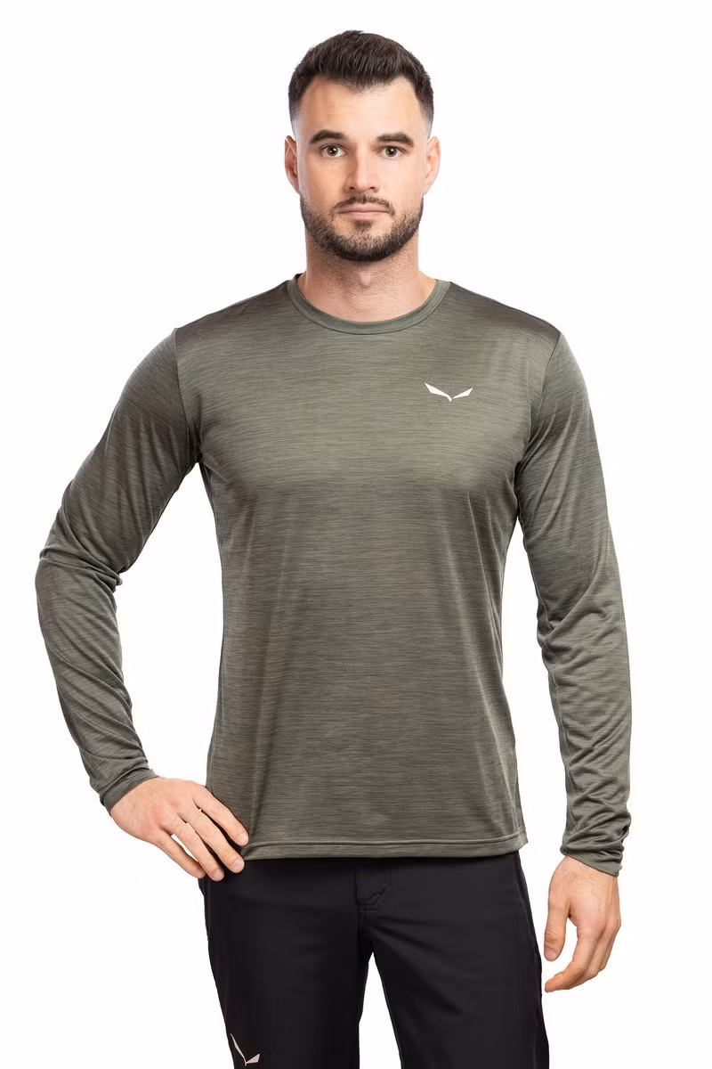 KOSZULKA PUEZ MELANGE DRY LS TEE-FADED GREEN MELANGE 