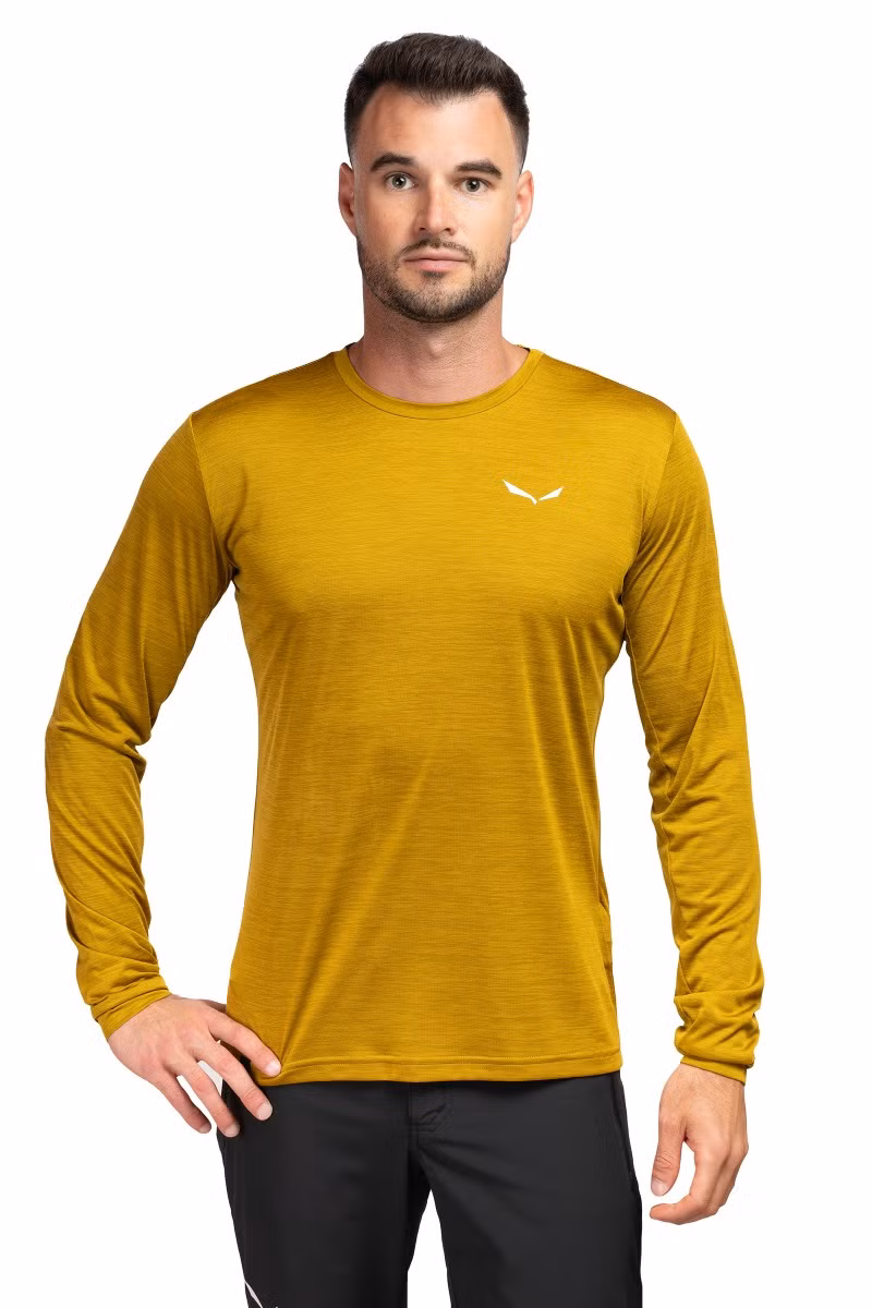 KOSZULKA PUEZ MELANGE DRY LS TEE-OLIVE OIL MELANGE 
