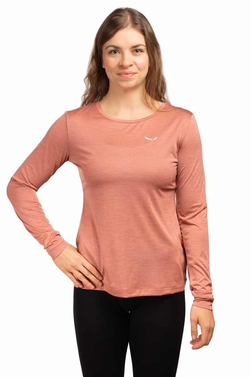 KOSZULKA PUEZ MELANGE DRY LS TEE WOMEN-DESERT PINK MELANGE