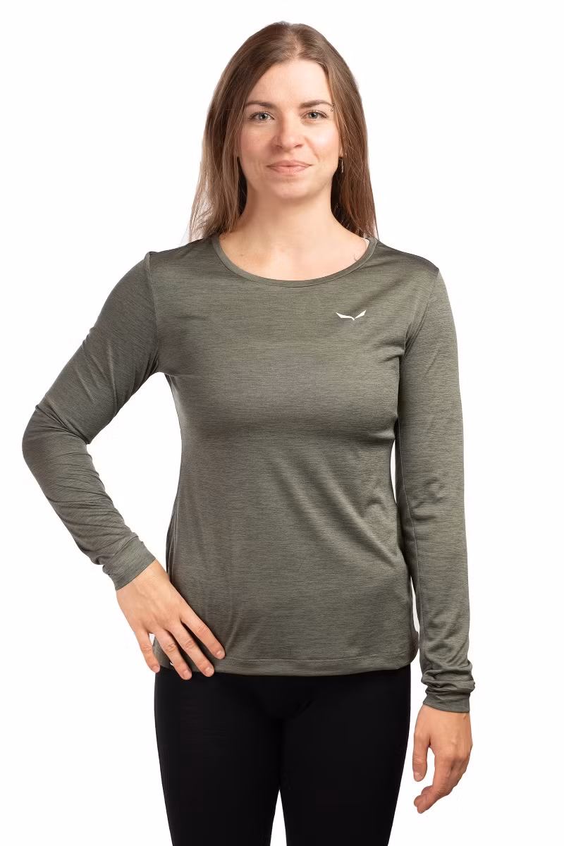KOSZULKA PUEZ MELANGE DRY LS TEE WOMEN-FADED GREEN MELANGE 