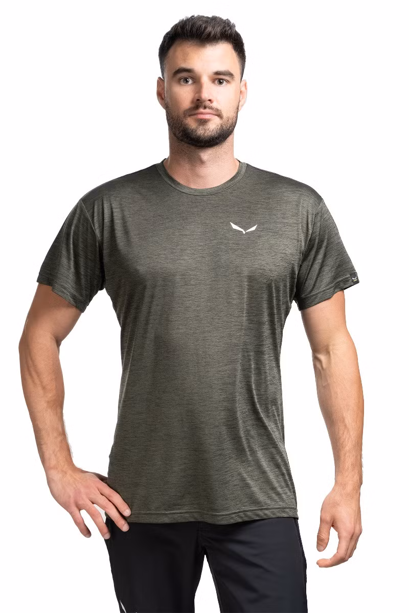 KOSZULKA PUEZ MELANGE DRY SS TEE-DARK OLIVE MELANGE