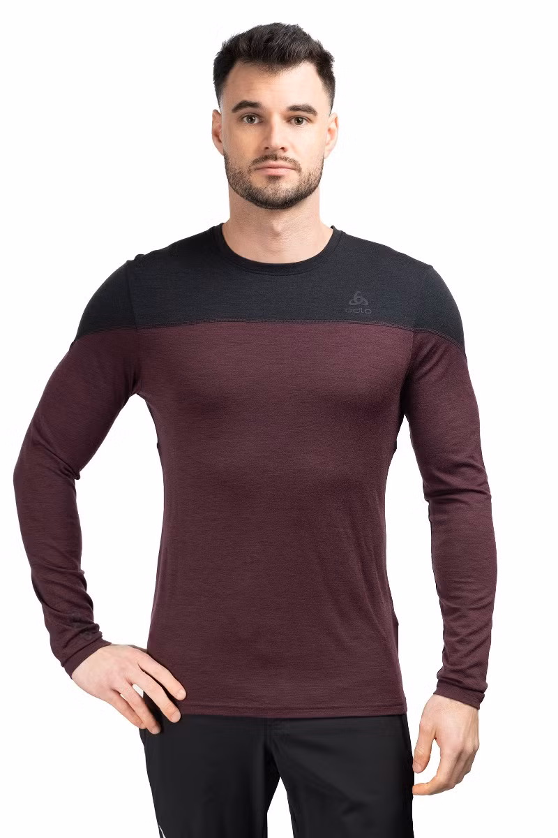 KOSZULKA REVELSTOKE PW 150 BI TOP CREW NECK LS-BLACK-FUDGE MELANGE
