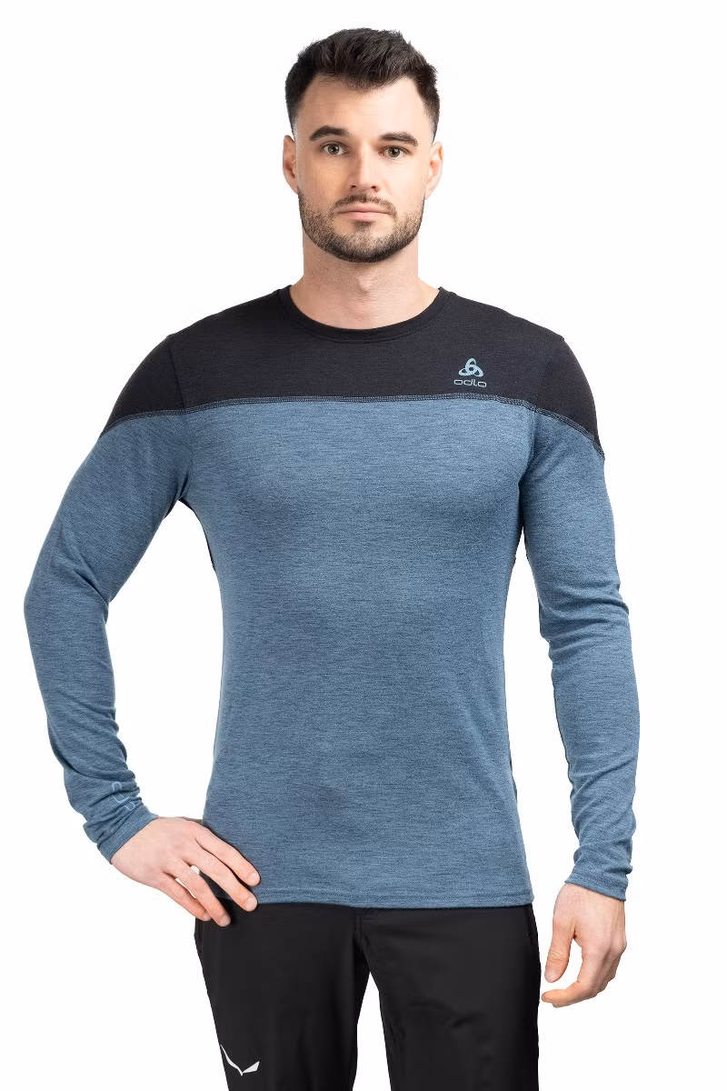 KOSZULKA REVELSTOKE PW 150 BI TOP CREW NECK LS-BLACK-PROVINCIAL BLUE MELANGE
