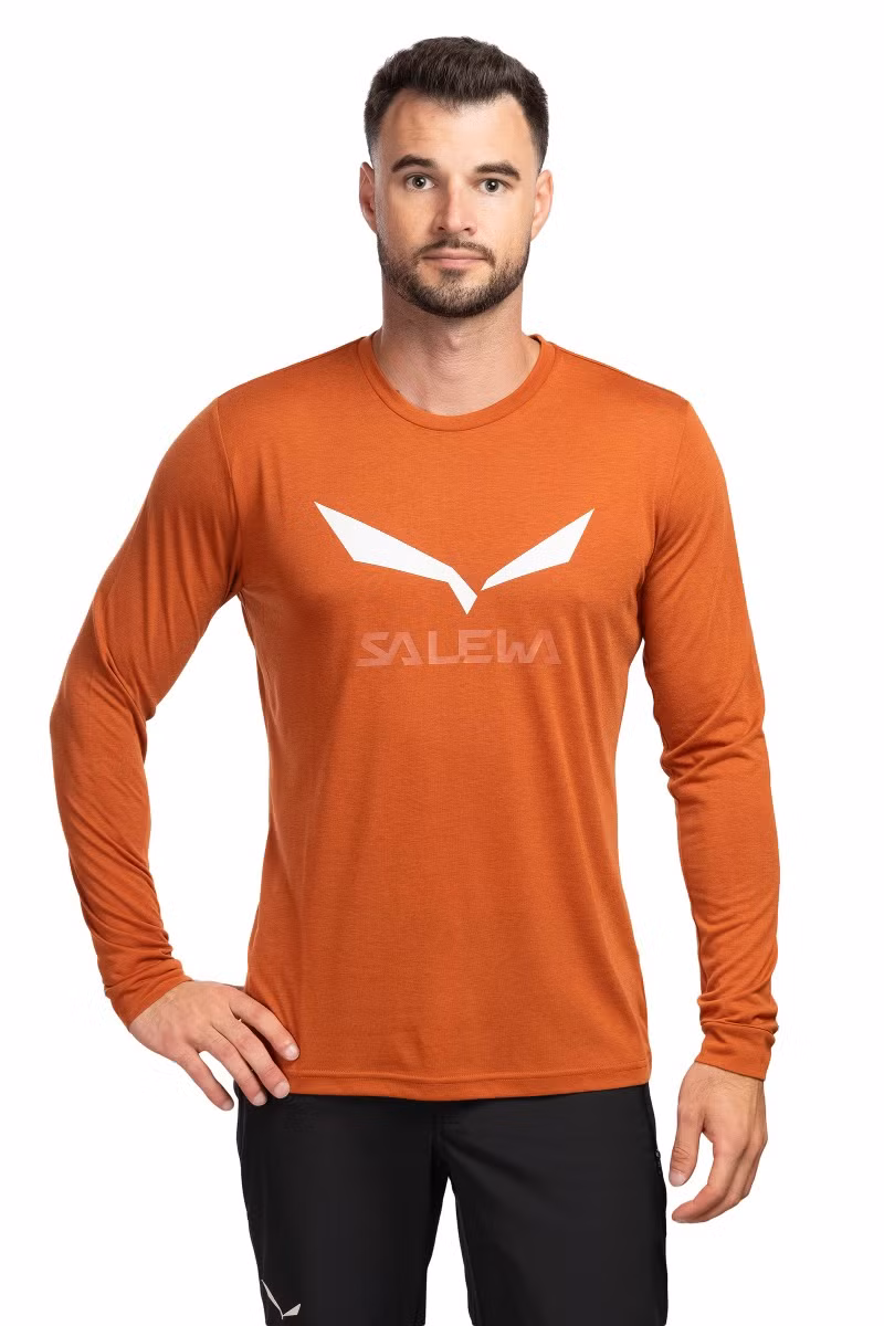 KOSZULKA SOLIDLOGO DRY LS-BOMBAY BROWN