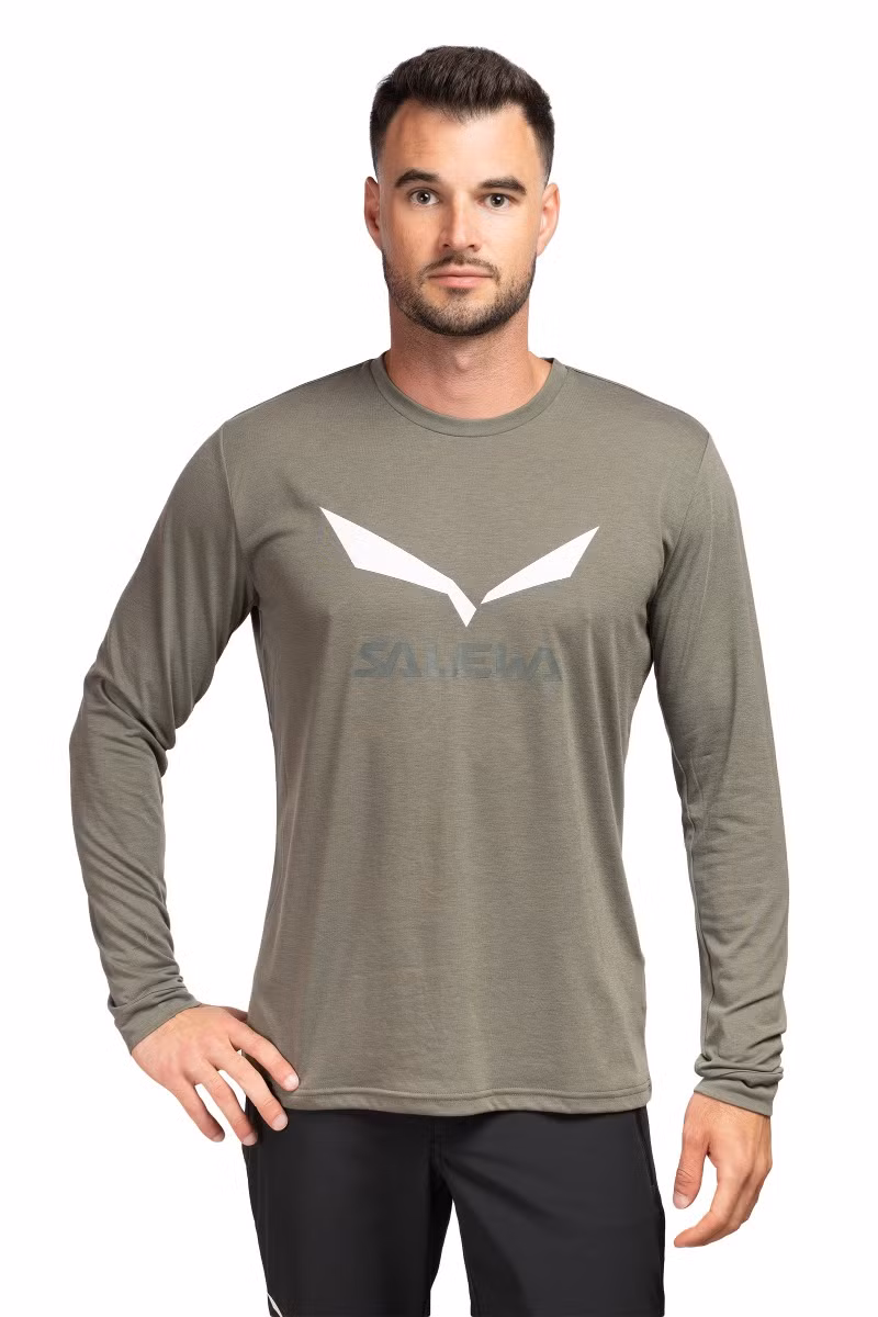 KOSZULKA SOLIDLOGO DRY LS-FADED GREEN