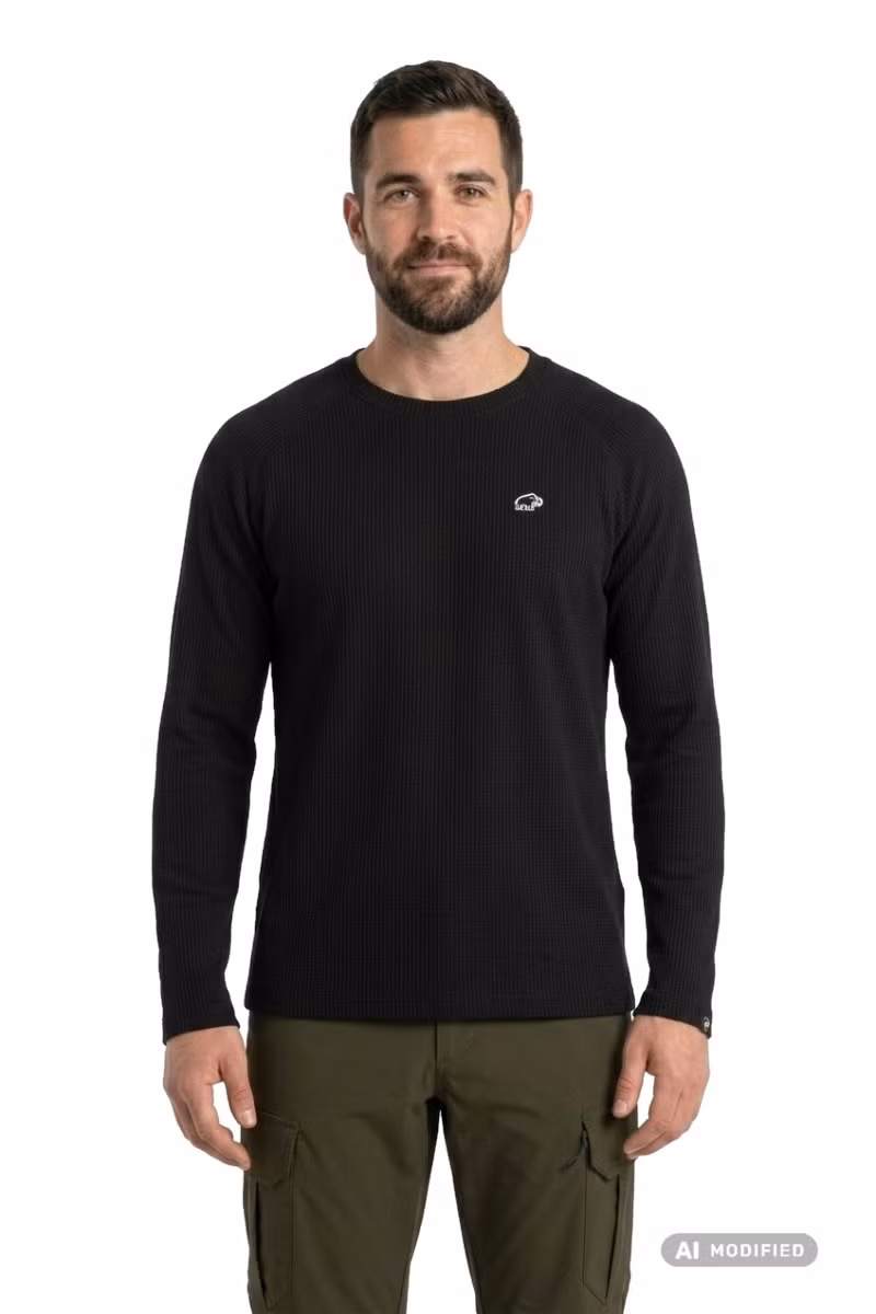KOSZULKA WAFFLE LONGSLEEVE-BLACK