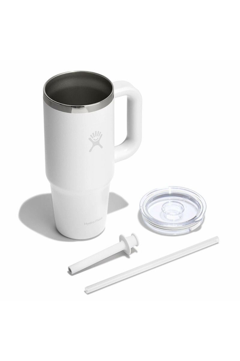KUBEK TERMICZNY TRAVEL TUMBLER CLEAR LID 24 OZ / 710 ML-WHITE