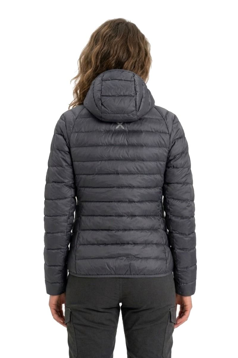 KURTKA BREEZE HOODED DUVET WOMAN-GRAPHITE BLUE-TURQUOISE
