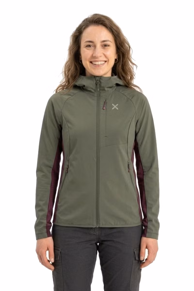KURTKA PEAK WOMAN-SAGE GREEN-WINE RED