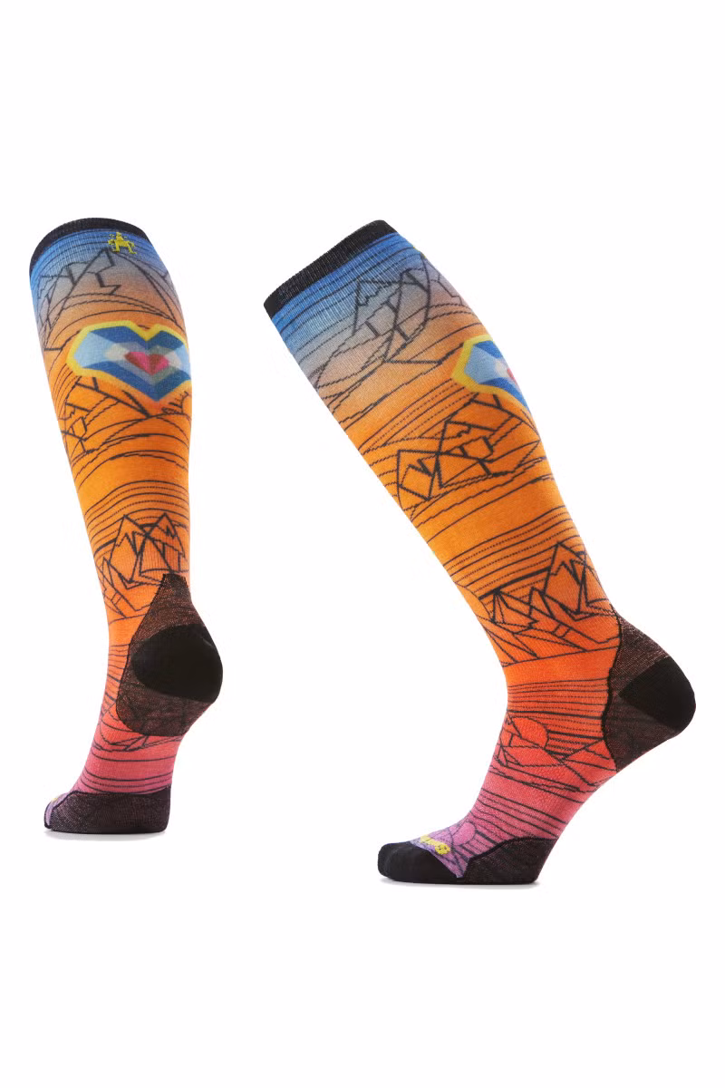 SKARPETY SKI ZERO CUSHION GEO PEAKS PRINT OTC-ORANGE RUST