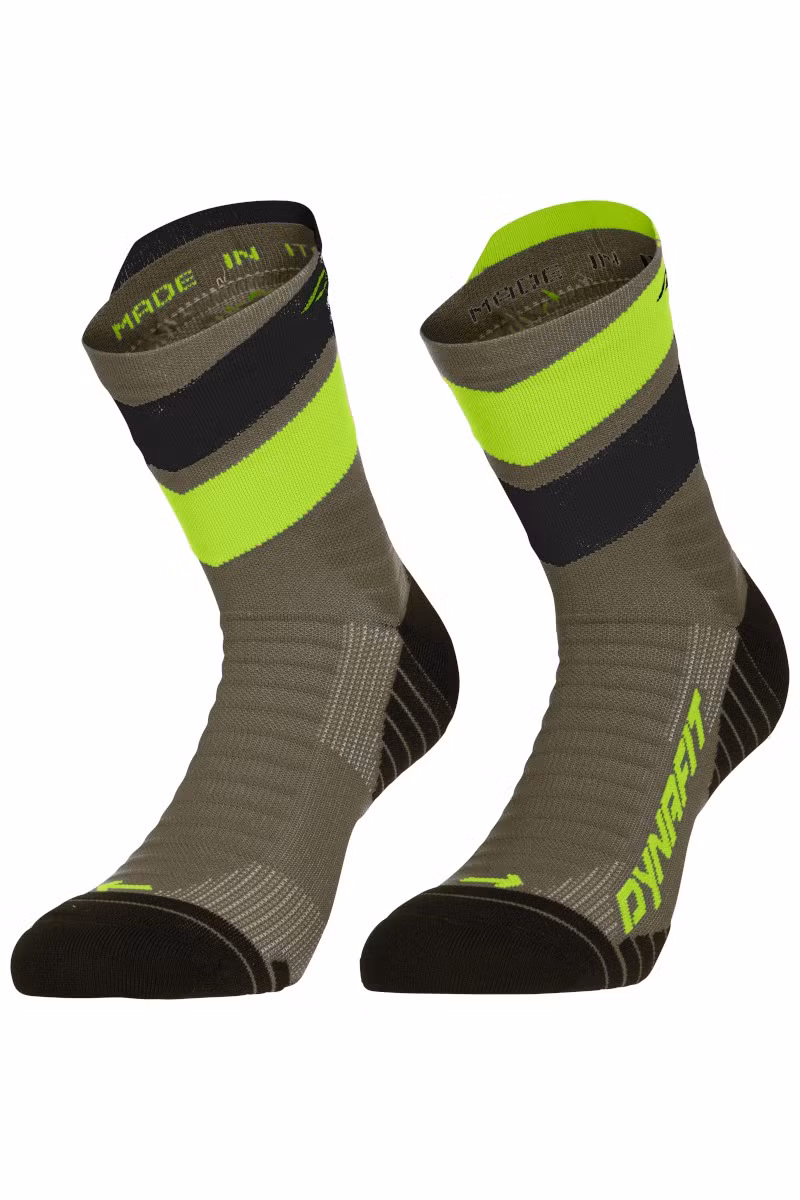 SKARPETY ULTRA MID-MILITARY GREEN ULTRA YELLOW-5A30