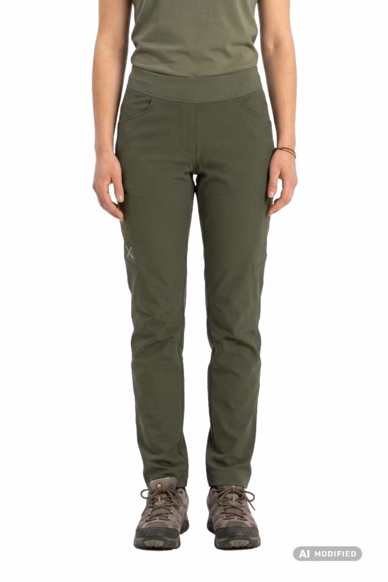 SPODNIE DOLOMITI 2 WOMAN-SAGE GREEN-WINE RED