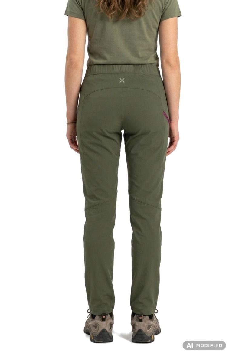 SPODNIE DOLOMITI 2 WOMAN-SAGE GREEN-WINE RED