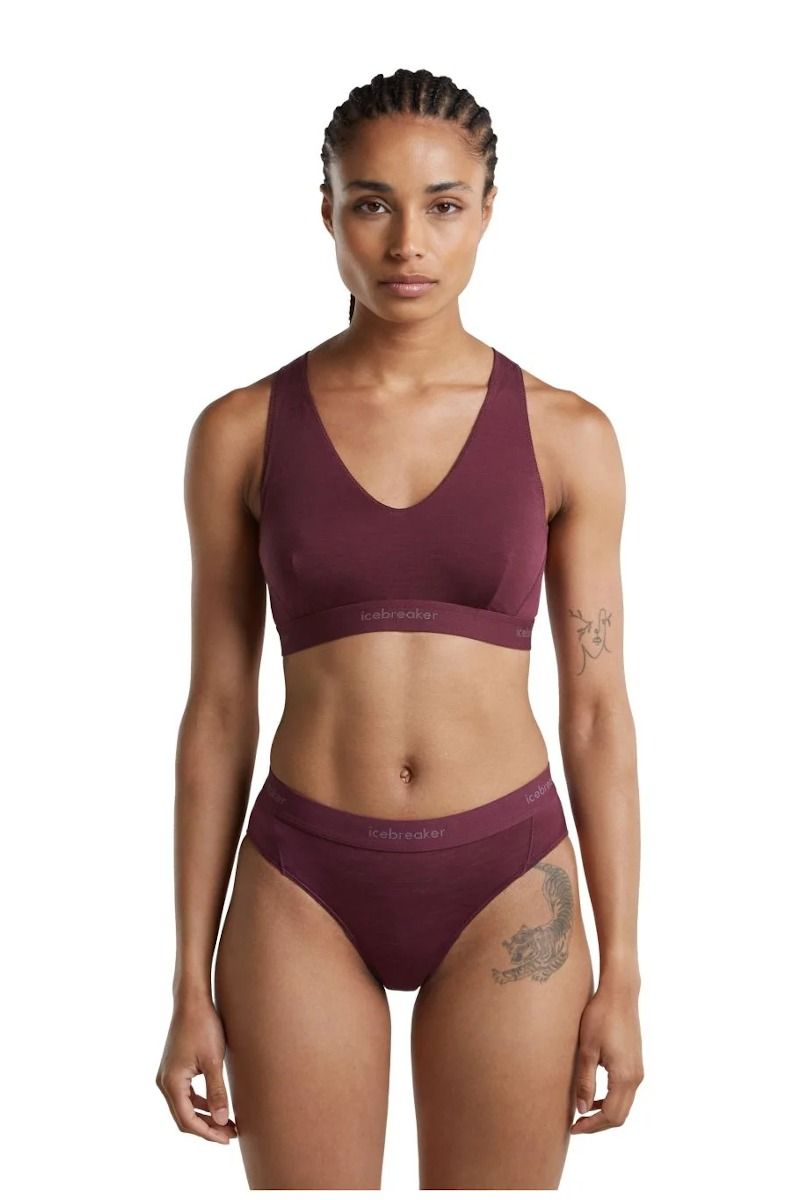 TOP MERINO 125 COOL-LITE SPRITE RACERBACK BRA-DK BERRY
