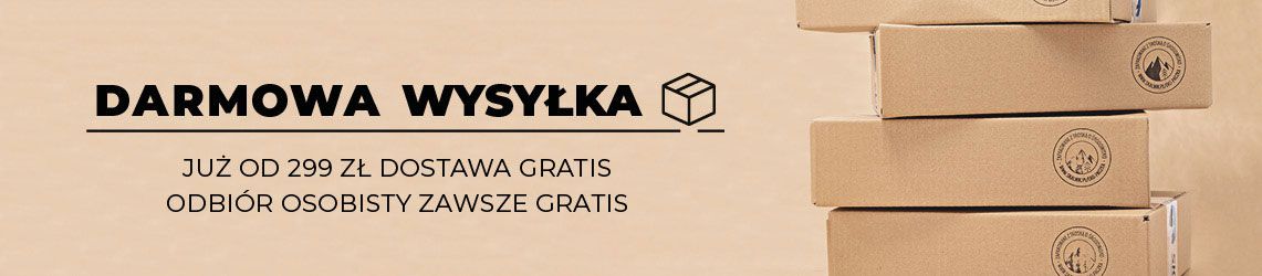 Grafika z informacją tekstową - Darmowa wysyłka - już od 299 złotych dostawa gratis - odbiór osobisty zawsze gratis